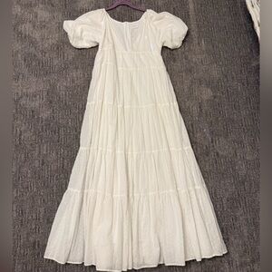 White Textured Tiered Dress